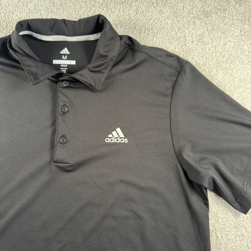 Adidas Golf Men Medium Black Short Sleeve Performance Polo Shirt RN88387 CA40312